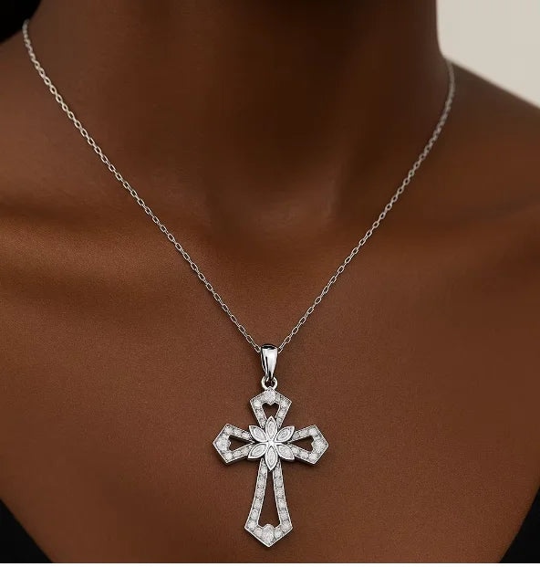 Celestial Flame Cross Necklace