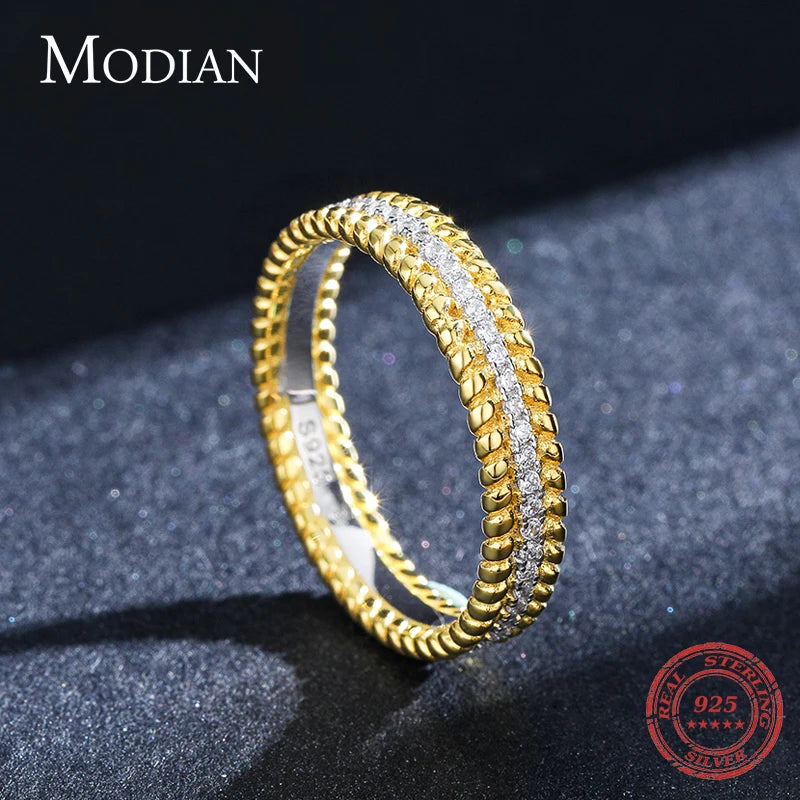 Modian 925 Sterling Silver Irregular Stackable Ring