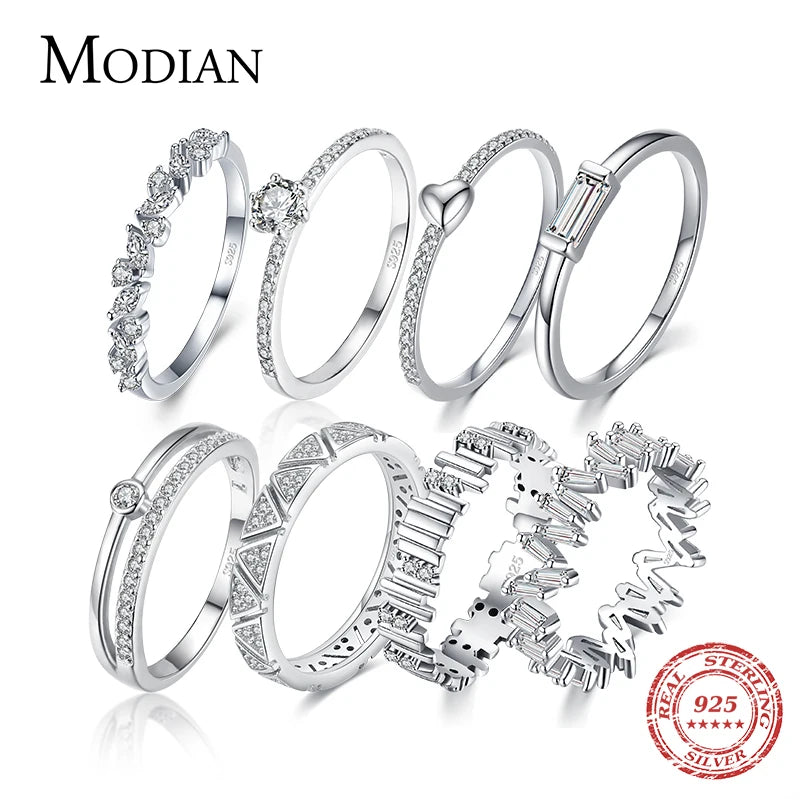 Modian 925 Sterling Silver Irregular Stackable Ring