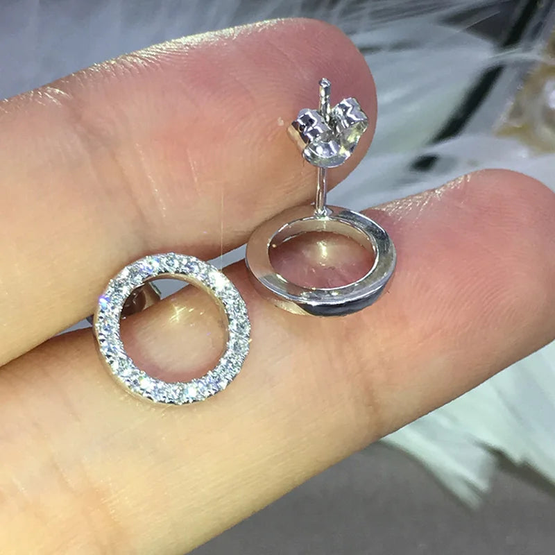 Minimalist Crystal Round Stud Earrings – Sparkling CZ Everyday Jewelry