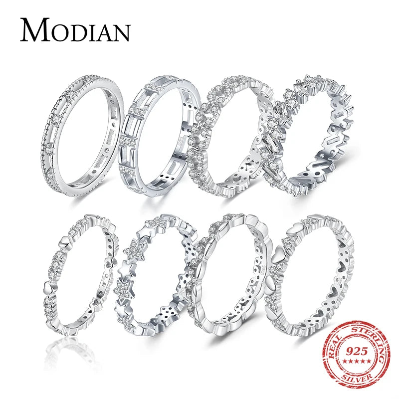 Modian 925 Sterling Silver Irregular Stackable Ring