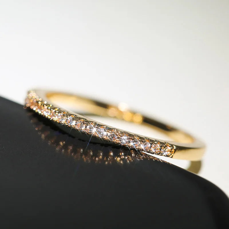 Dainty Sparkling Zircon Stacking Ring – Versatile Wedding Band for Her