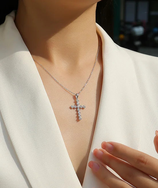 Luminous Ember Cross Necklace