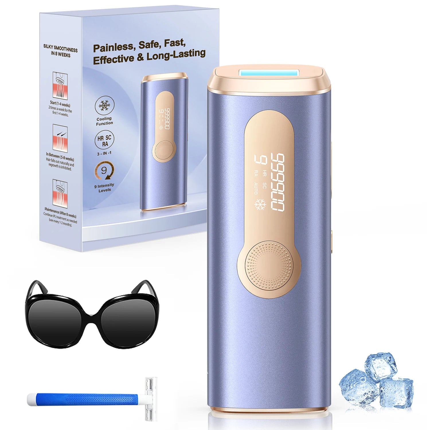 IPL Hair Removal Device — Painless Laser for Face, Body & Bikini | 990,000 Flashes