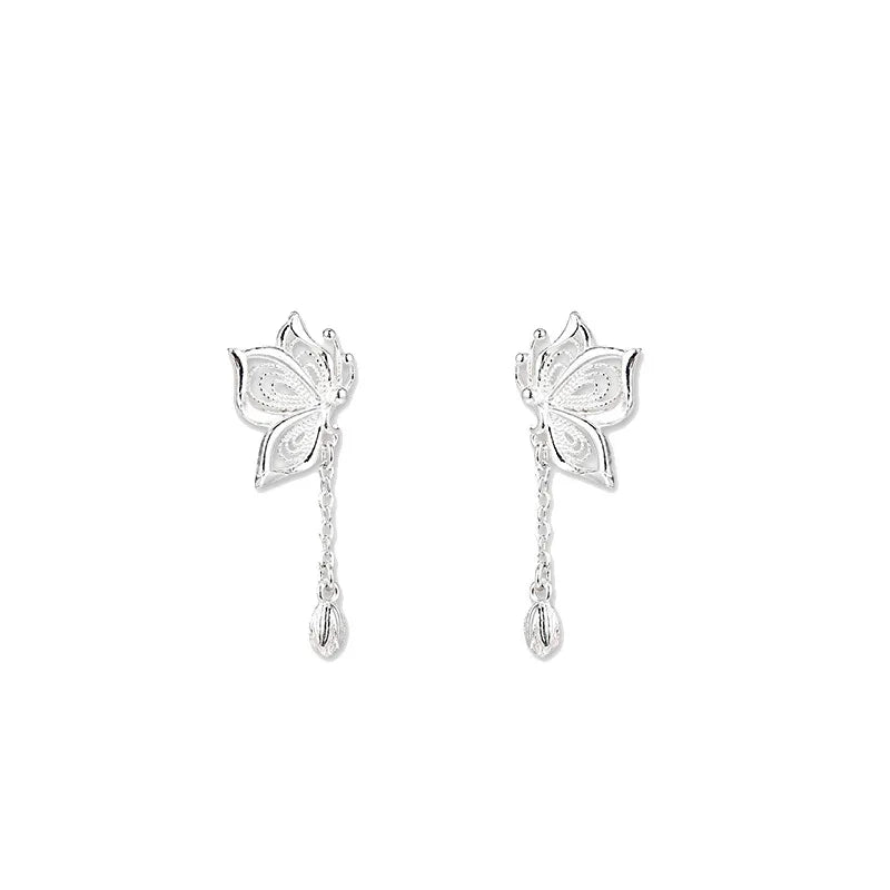 Luxury Butterfly Tassel Stud Earrings