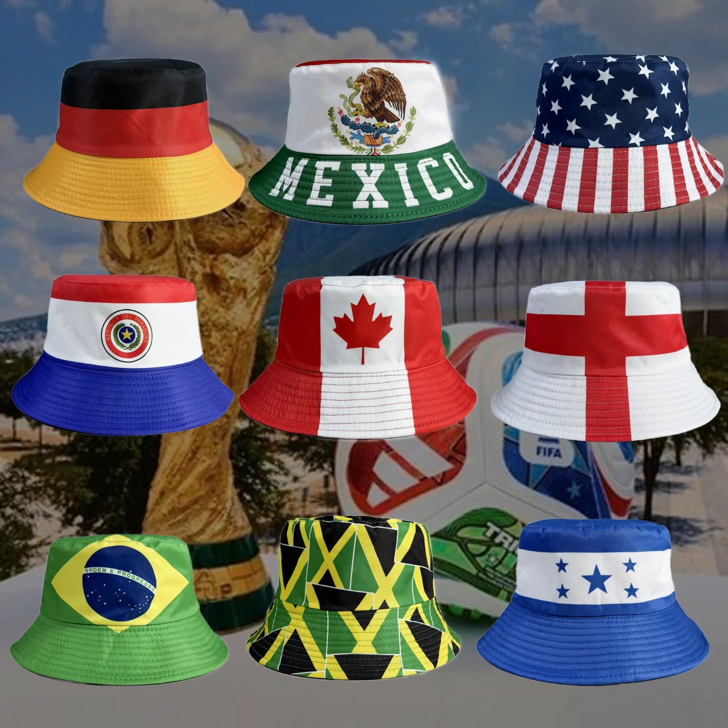 Reversible Country Flag Bucket Hat – Unisex Soccer Fan Sun Cap