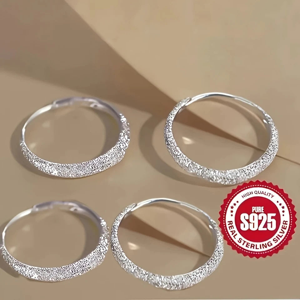 Pure Silver Sparkling Circle Earrings for Women