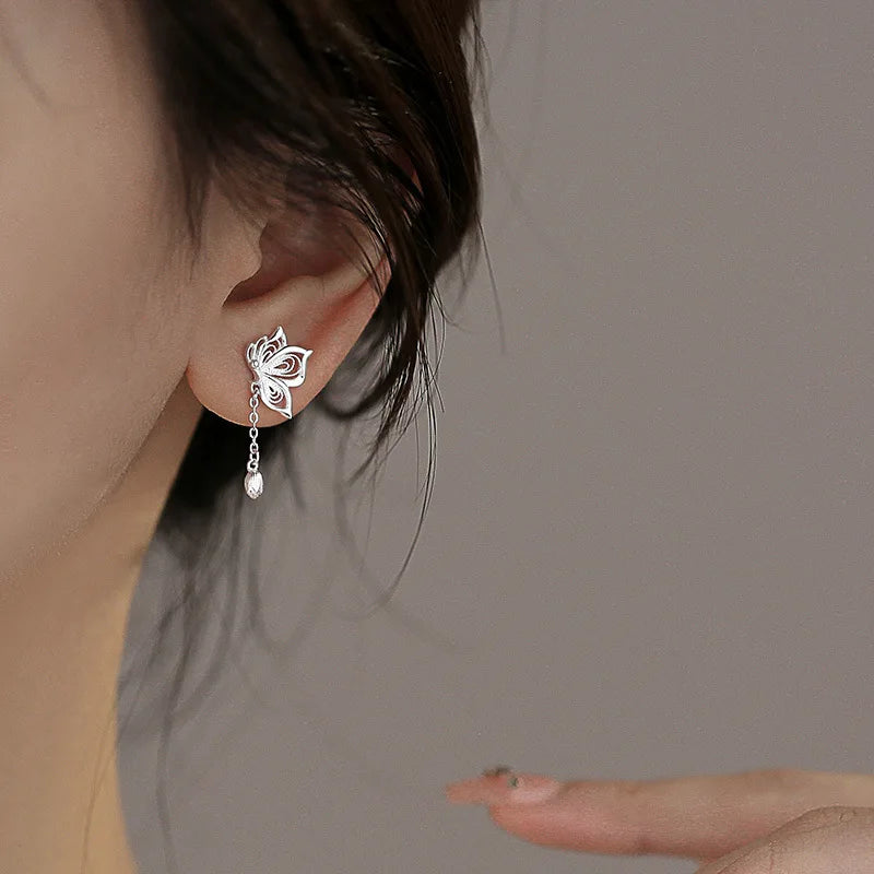 Luxury Butterfly Tassel Stud Earrings