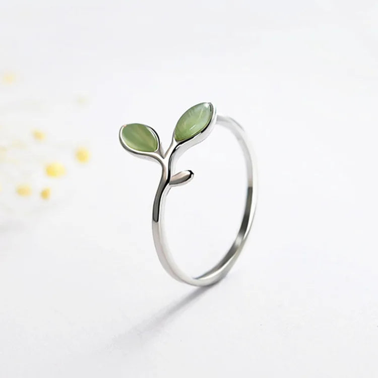 Botanical Leaf Opal Ring